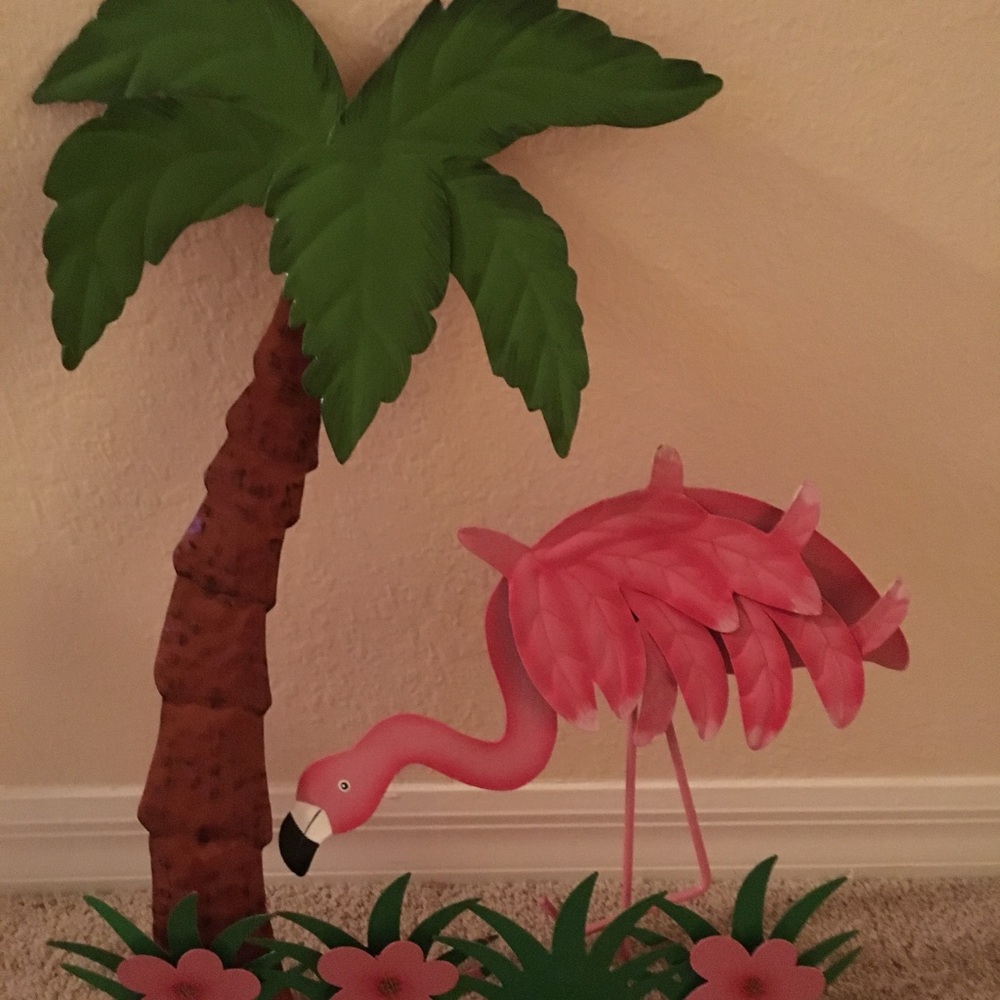 Tropical Flamingo and Palm Tree Wall Decor